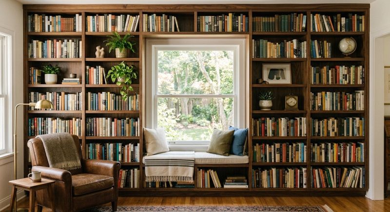 Built In Bookcase Installation in Woodbridge, VA